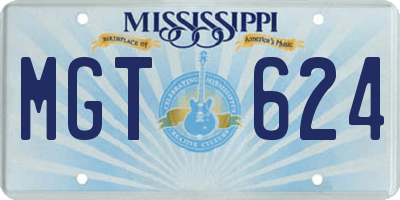 MS license plate MGT624
