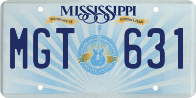 MS license plate MGT631