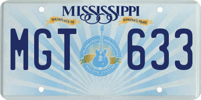 MS license plate MGT633