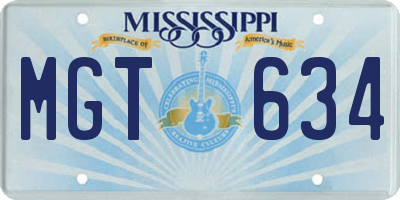 MS license plate MGT634