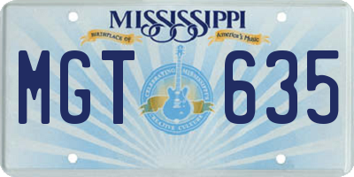 MS license plate MGT635