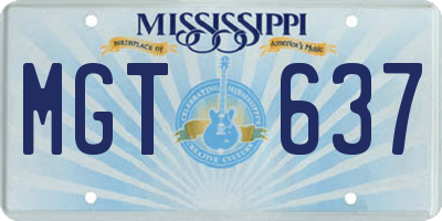 MS license plate MGT637