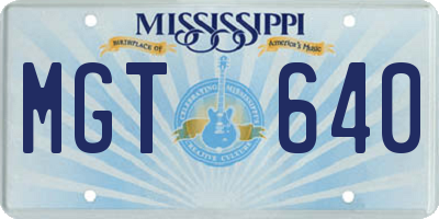 MS license plate MGT640