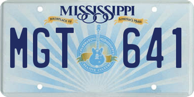 MS license plate MGT641