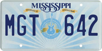 MS license plate MGT642