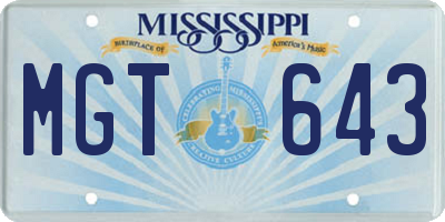 MS license plate MGT643