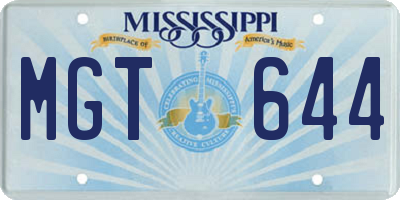 MS license plate MGT644