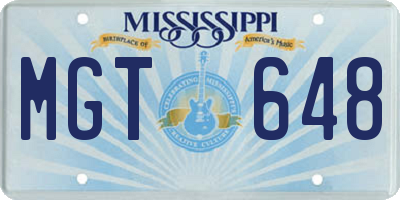 MS license plate MGT648