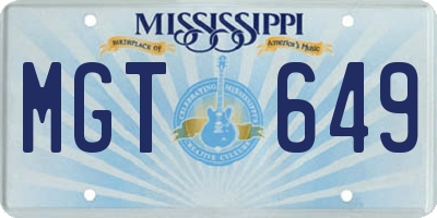 MS license plate MGT649