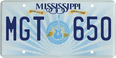 MS license plate MGT650