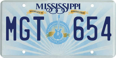 MS license plate MGT654