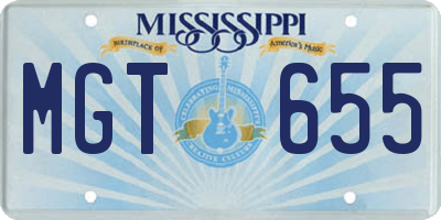 MS license plate MGT655