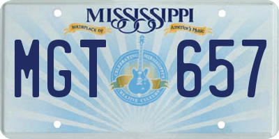 MS license plate MGT657