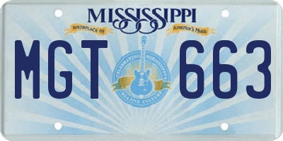 MS license plate MGT663