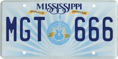 MS license plate MGT666