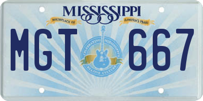 MS license plate MGT667