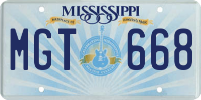MS license plate MGT668