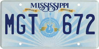 MS license plate MGT672