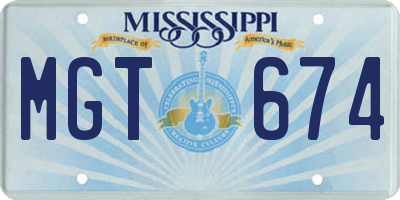 MS license plate MGT674