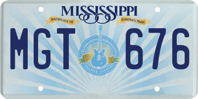 MS license plate MGT676