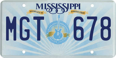 MS license plate MGT678