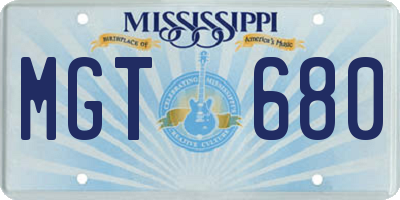 MS license plate MGT680
