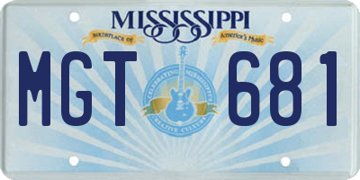 MS license plate MGT681