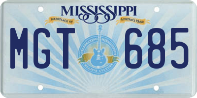 MS license plate MGT685