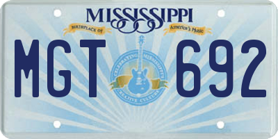 MS license plate MGT692