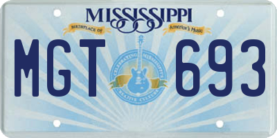 MS license plate MGT693