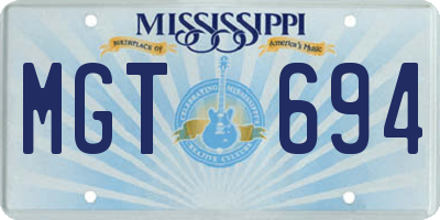 MS license plate MGT694