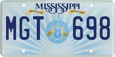 MS license plate MGT698
