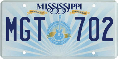 MS license plate MGT702