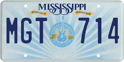 MS license plate MGT714