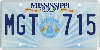 MS license plate MGT715