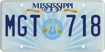 MS license plate MGT718