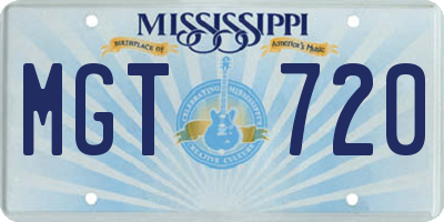 MS license plate MGT720