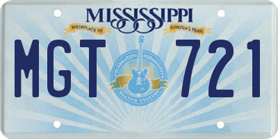 MS license plate MGT721