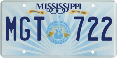 MS license plate MGT722