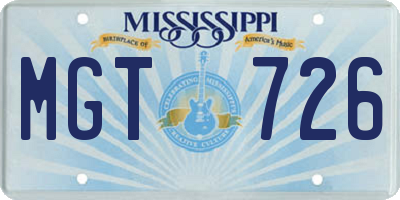 MS license plate MGT726