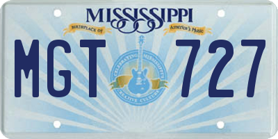 MS license plate MGT727