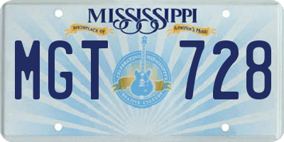 MS license plate MGT728