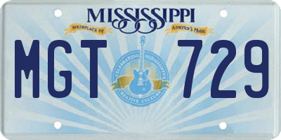 MS license plate MGT729