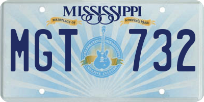 MS license plate MGT732