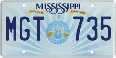 MS license plate MGT735