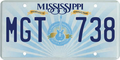 MS license plate MGT738