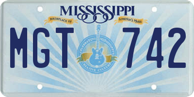 MS license plate MGT742