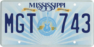 MS license plate MGT743