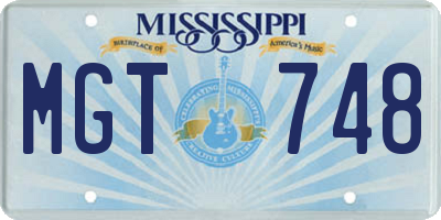 MS license plate MGT748