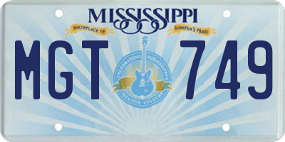MS license plate MGT749